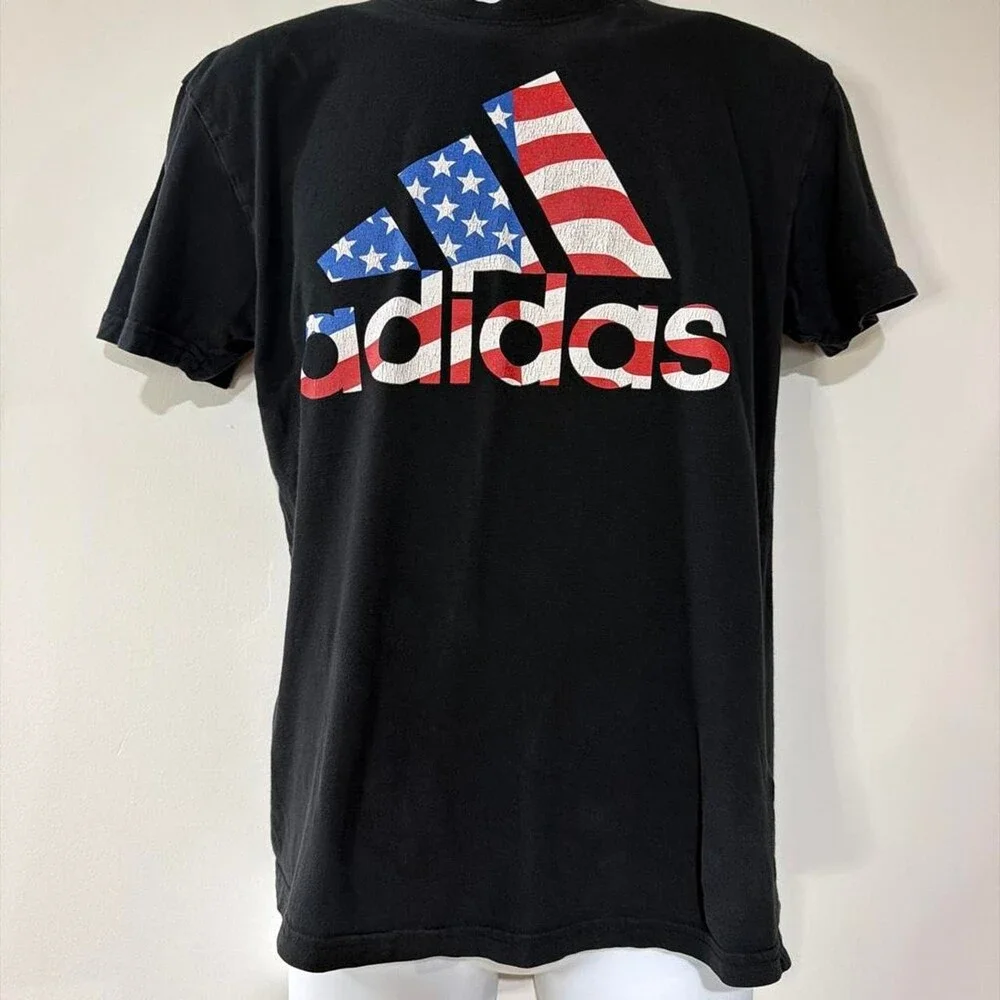 Adidas Men's Black and Grey T-shirt